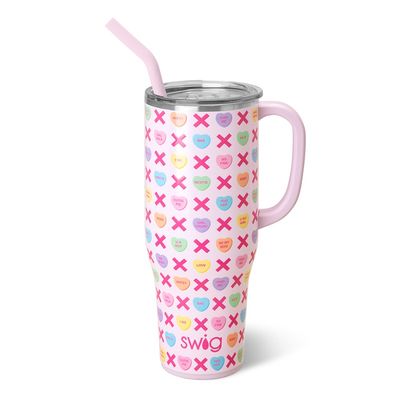 Swig Life Be Mine Mega Mug 40oz insulated tumbler in studio setting against white background
