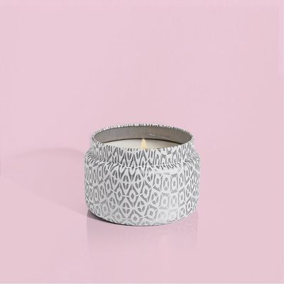 Capri Blue Volcano Scented Travel Tin Candle, White &amp; Silver, 8.5 oz
