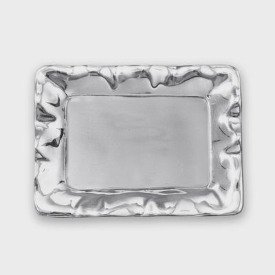 Beatriz Ball rectangular aluminum serving tray with polished metallic finish displayed on white background