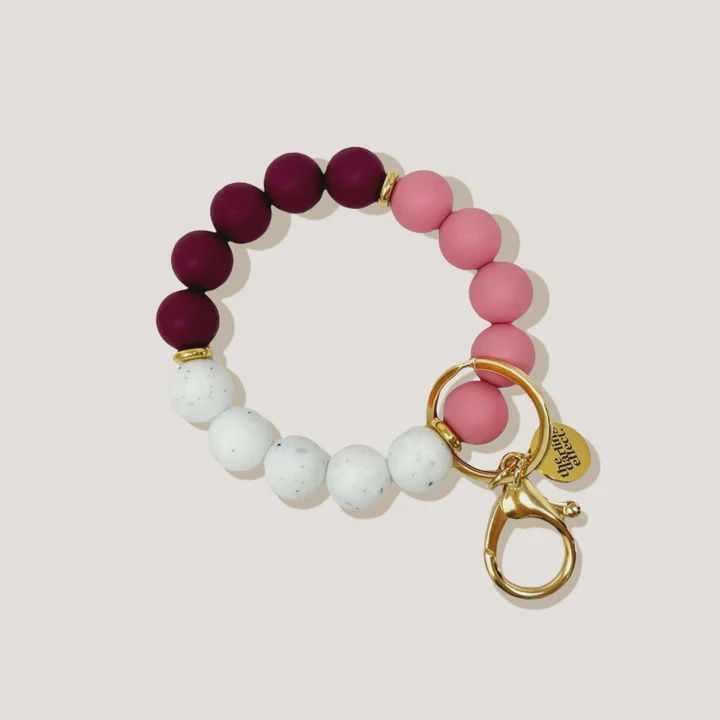 Hands-Free Silicone Beaded Keychain Wristlet - Bashful Berry