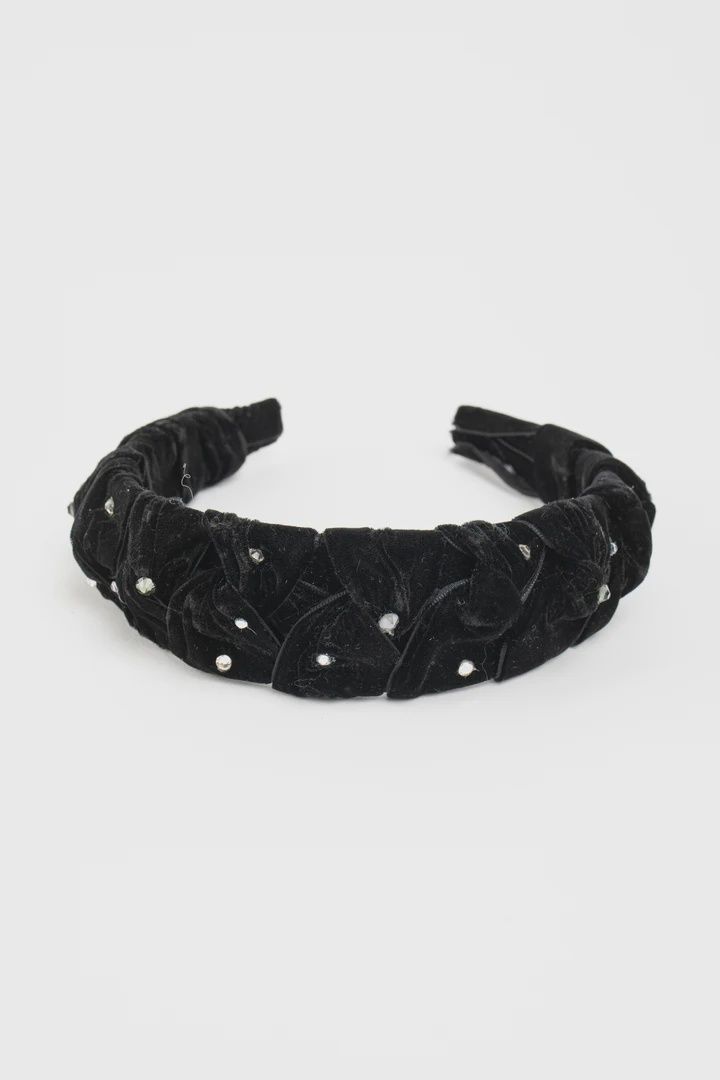 Ruched Velvet Headband - Black