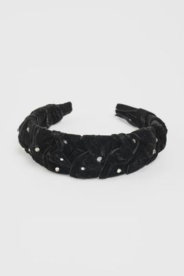Ruched Velvet Headband - Black