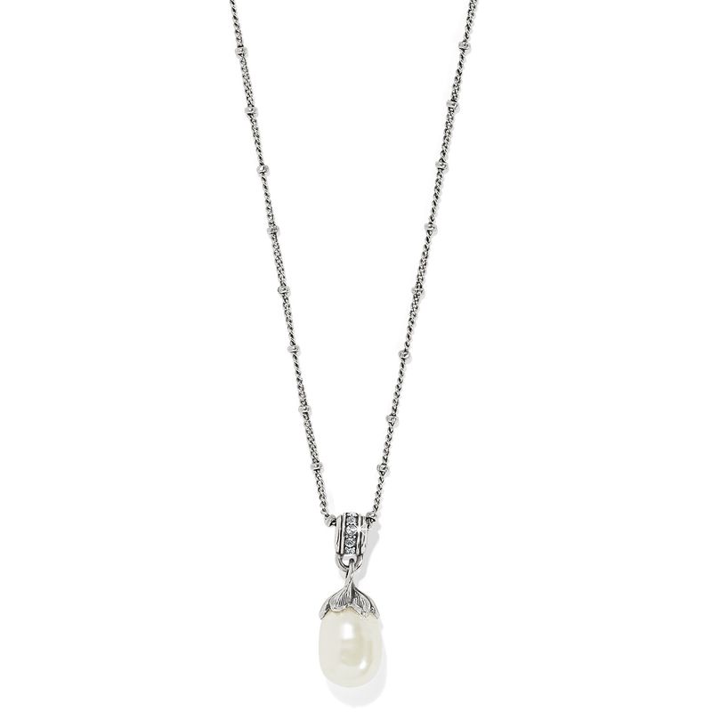 Everbloom Pearl Drop Necklace Silver