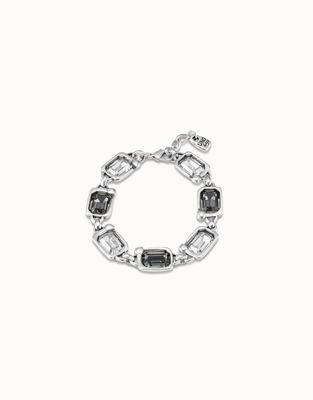Uno de 50 Unexpected bracelet with nail-design detail in dual-tone finish and crystal accents, handmade, displayed on white background