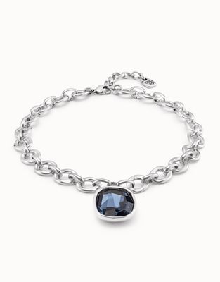 Uno de 50 Light It Up Silver-Plated Denim Blue Swarovski Necklace