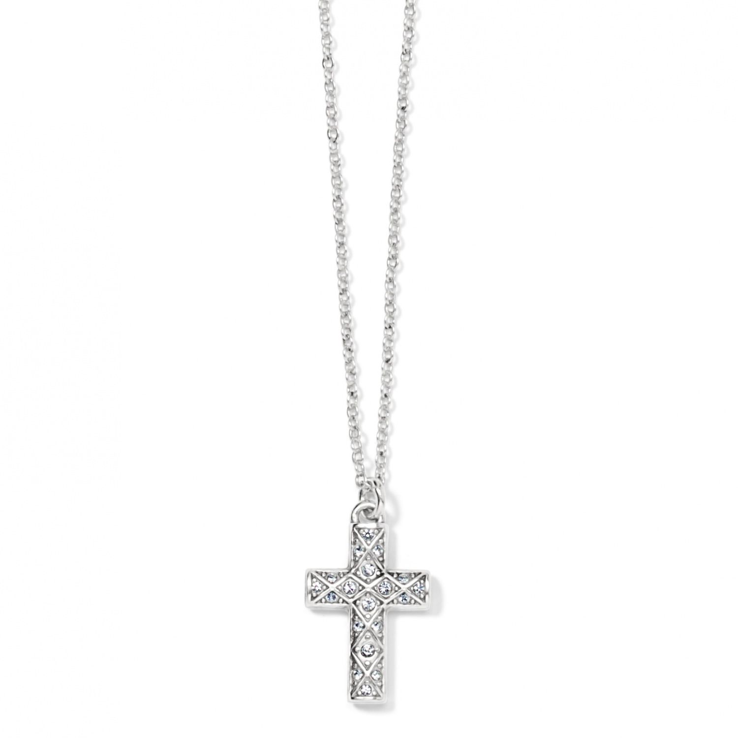 Diamond Cross Necklace - Silver