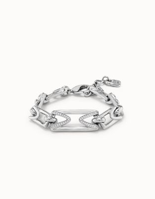 Uno de 50 Impressive bracelet in sterling silver with topaz stone detail, displayed on neutral background in studio lighting