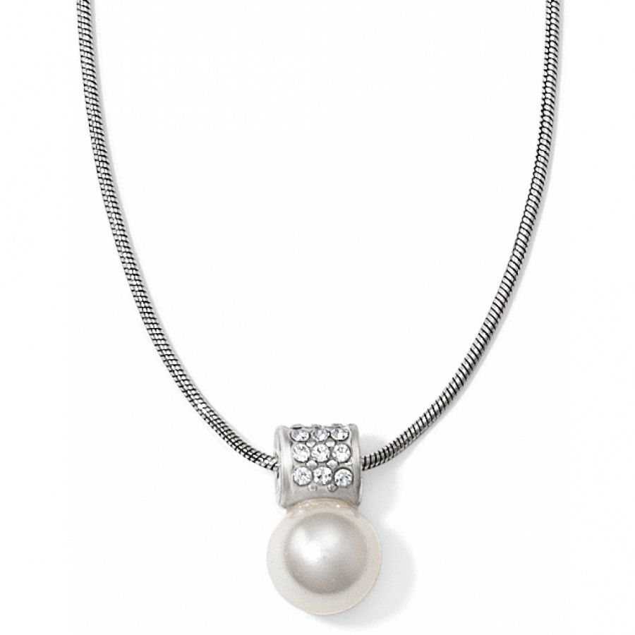 Meridian Petite Pearl Necklace - Silver-White