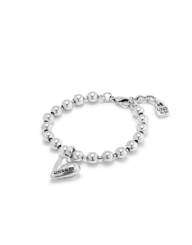 Uno de 50 Cupido Beloved Collection heart leather bracelet worn on wrist in lifestyle setting