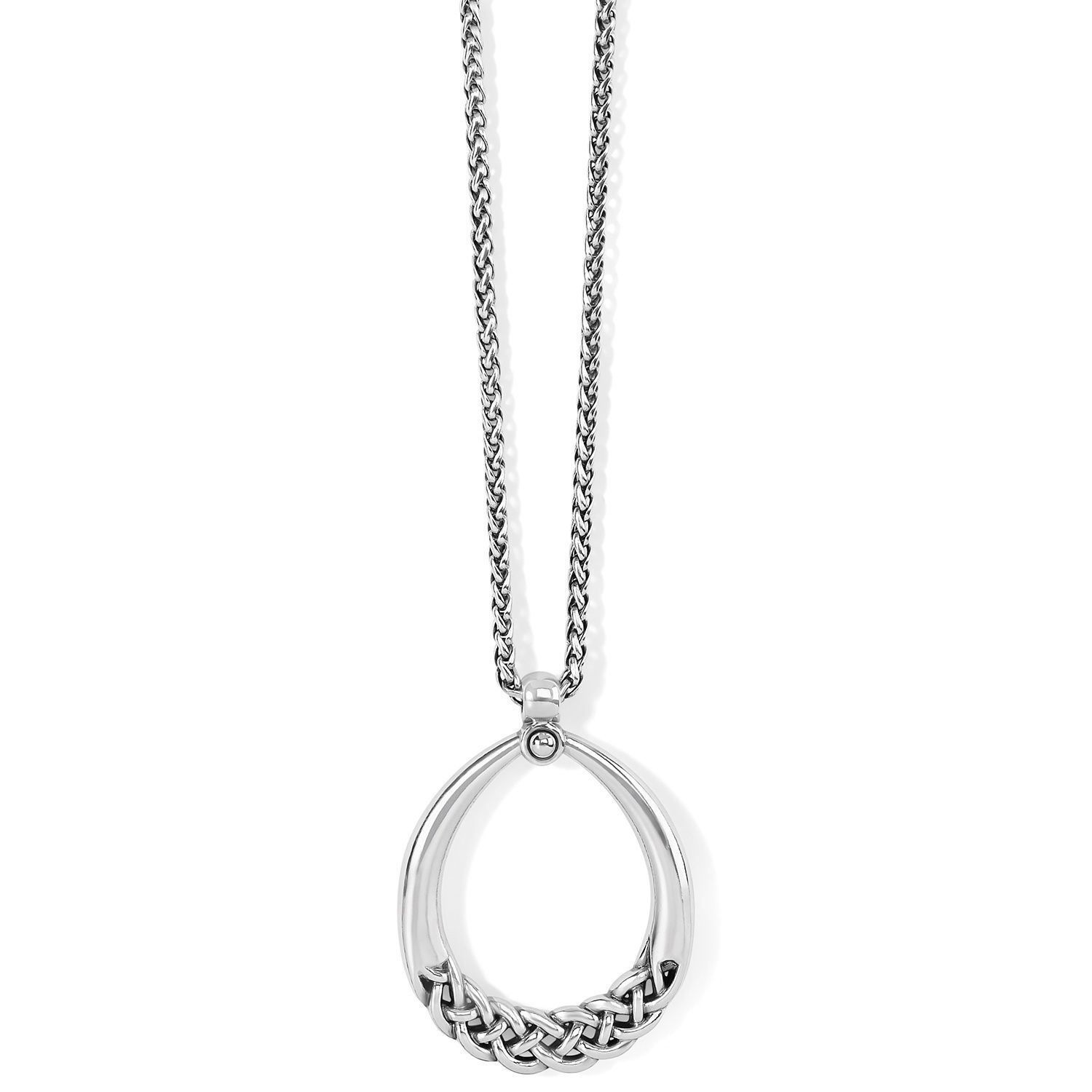 Interlock Braid Drop Necklace - Silver