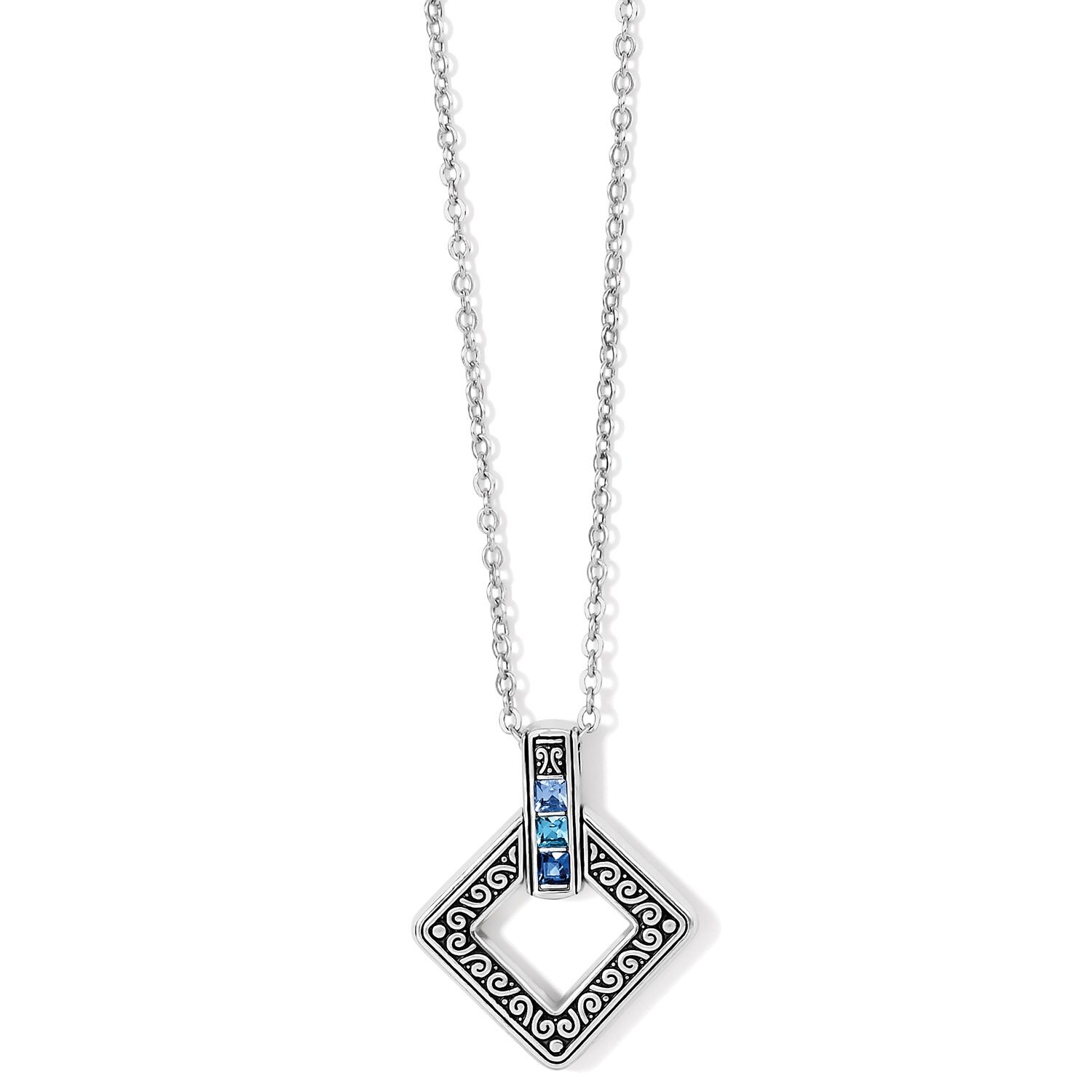 Spectrum Light Square Necklace - Silver Blues