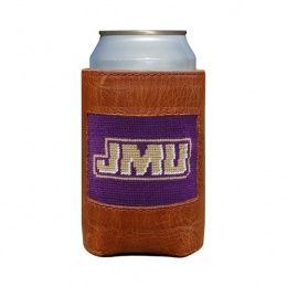 JMU Needlepoint Leather Can Cooler