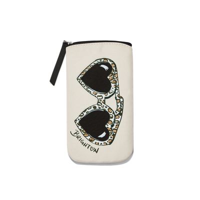 Brighton Wild Cat Leopard Heart Sunglass Case with Extra Pocket