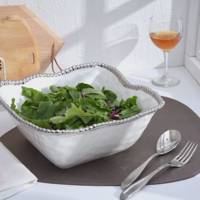 PB-Large Square Salad Bowl Silver