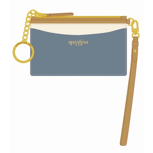 Slim Card Coinpurse Blue Cream Color Block