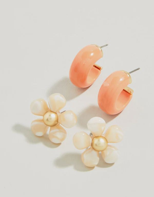 Sweet Song Earrings Set Cream/Coral