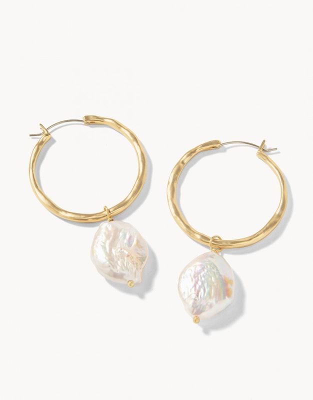 PEARL DROP HOOP EARRINGS