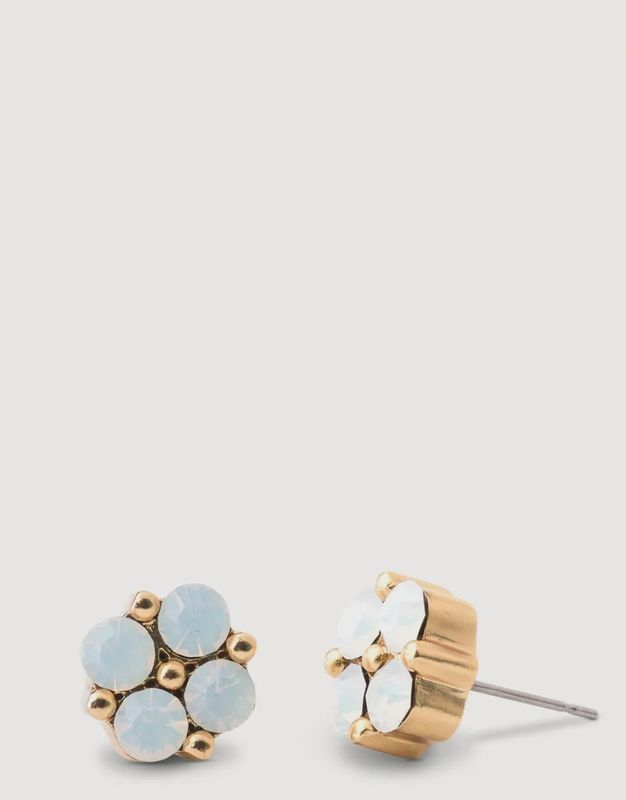 Clover Gem Stud Earrings Opal
