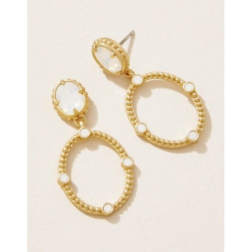 Cristal Oval Drop Earrings White Opal