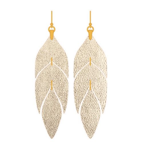 Leaf Leather Earrings Gold