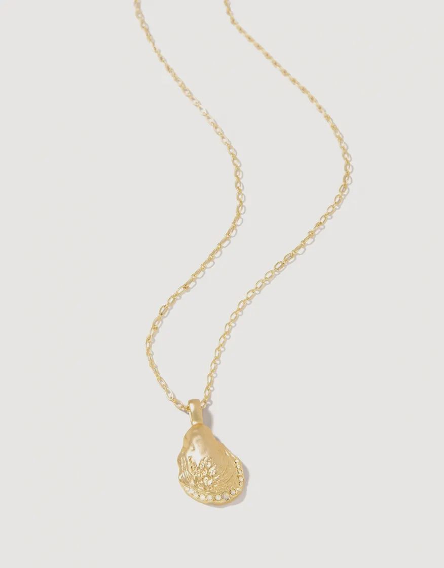 PETITE OYSTER NECKLACE 18&quot; WHITE OPAL