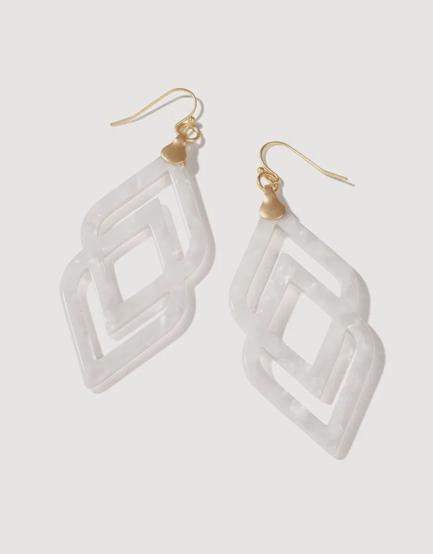 Deco Drama Earrings Gold/White Shimmer