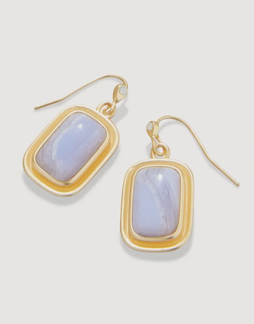 STONE DROP EARRINGS BLUE CHALCEDONY