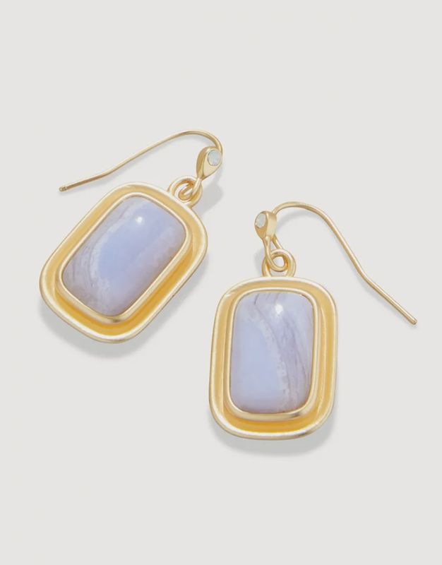 STONE DROP EARRINGS BLUE CHALCEDONY