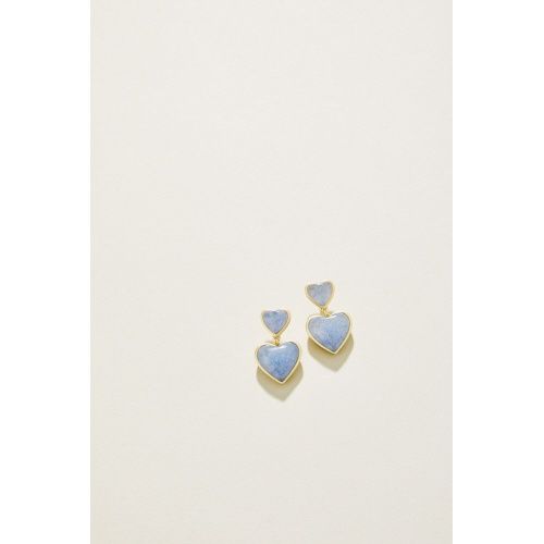 Full Heart Earrings Light Blue