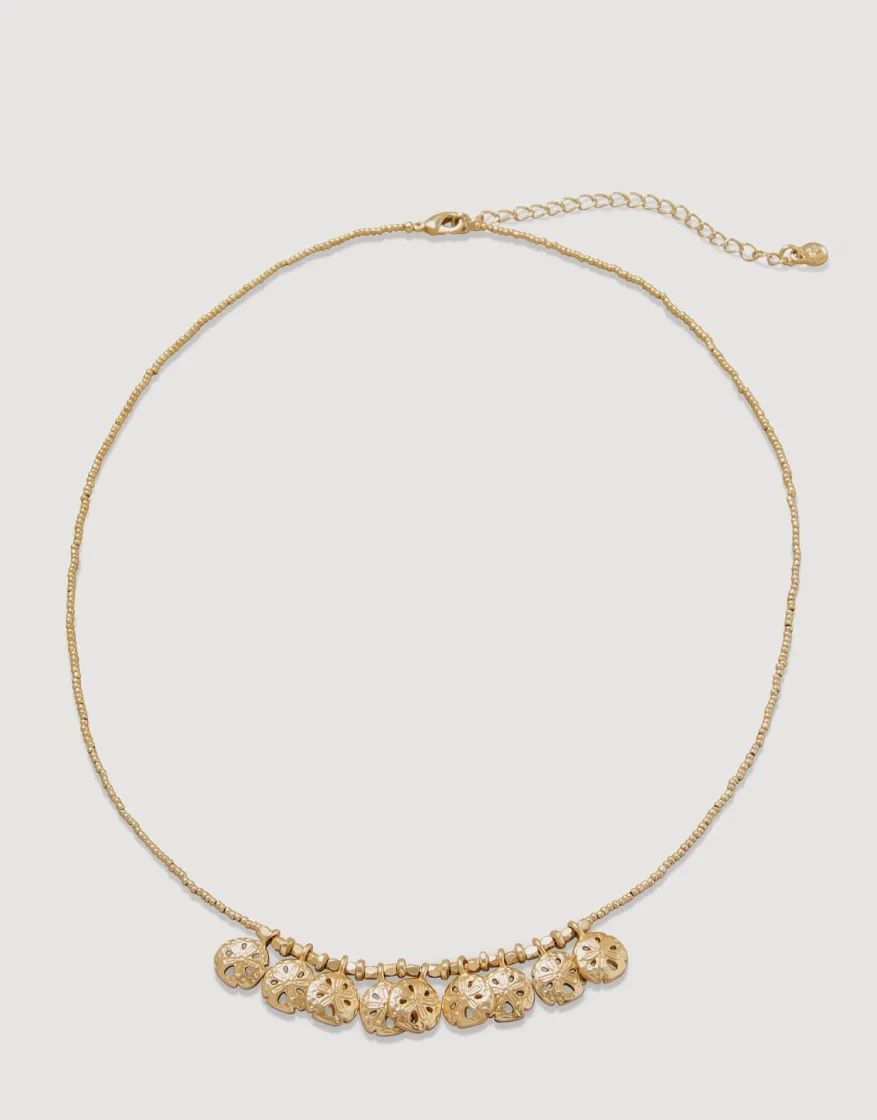 SAND DOLLAR BEADED NECKLACE GOLD