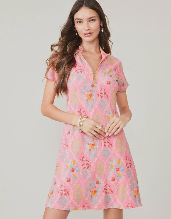 Short Sleeve Serena Pique Dress Queenie Topiary Pink