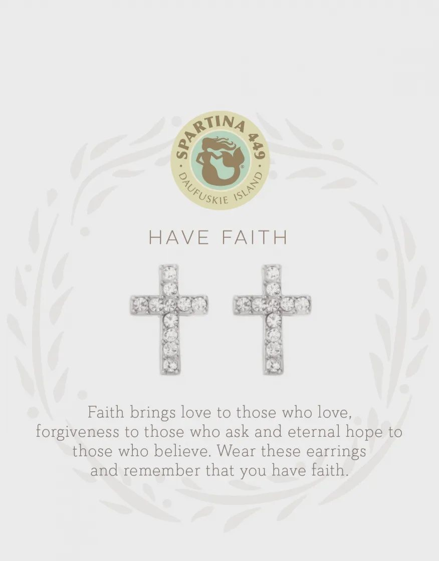 Sea La Vie Stud Earrings Have Faith/Cross SIL