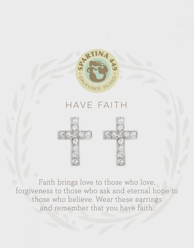 Sea La Vie Stud Earrings Have Faith/Cross SIL