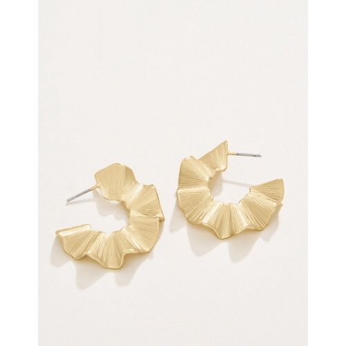 Ruffle Hoop Earrings Gold