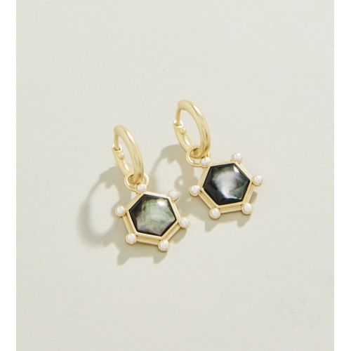 Hexa Convertible Hoop Earrings Grey Mother-of-Pearl