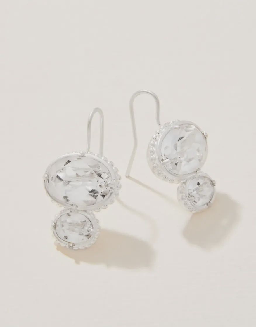 Cristal Dual Oval Earrings Crystal SIL