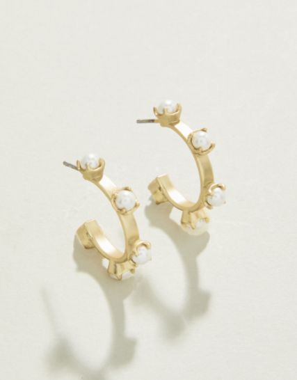 Stand Out Midi Hoop Earrings Pearl