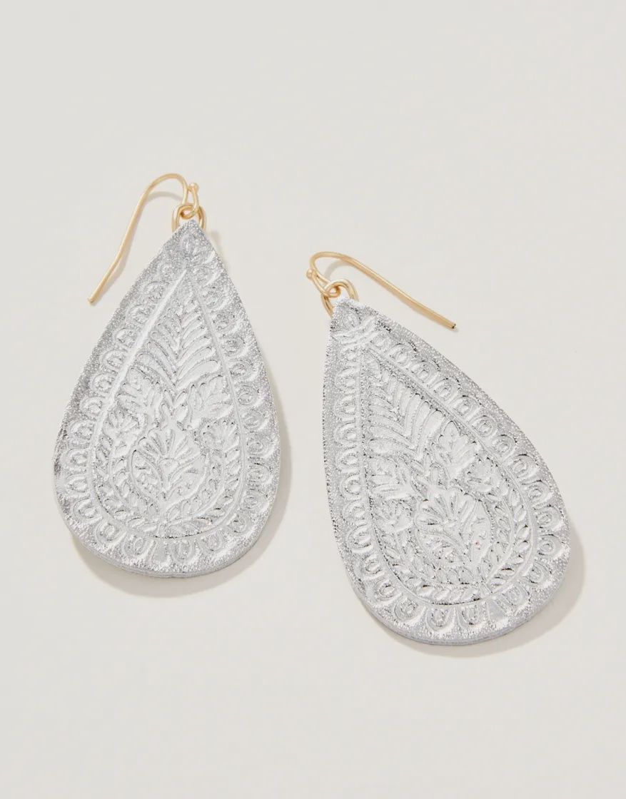 Penelope Leather Earrings Silver