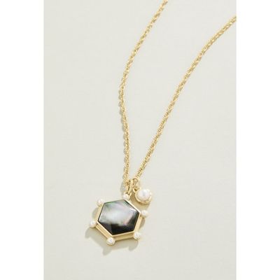 Hexa Necklace 18" Grey Mother-of-Pearl
