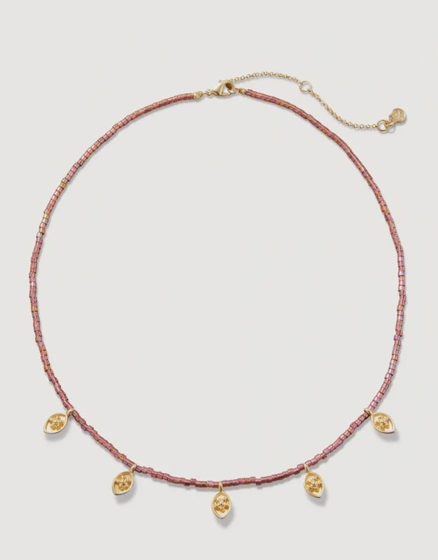 Primrose Bitty Bead Necklace 15&quot; Pink