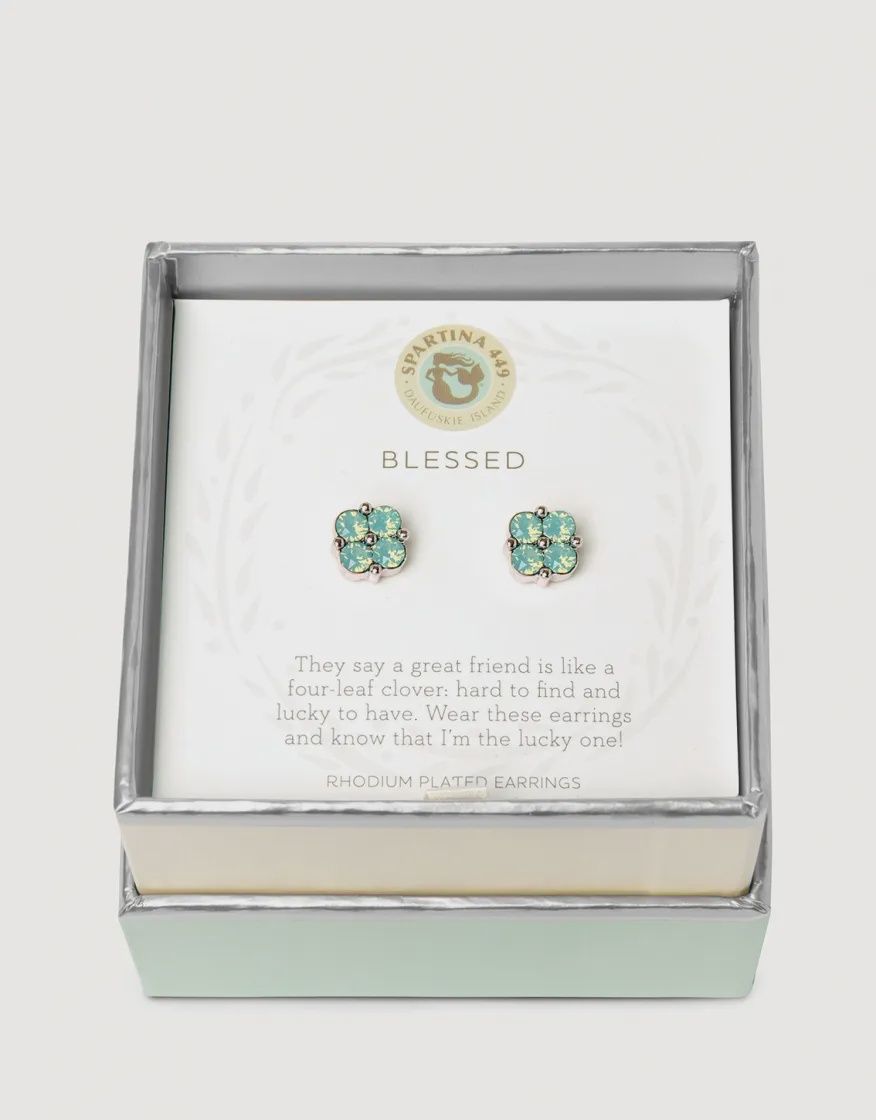 Sea La Vie Stud Earrings Blessed/Sea Foam Clover SIL