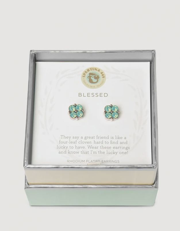 Sea La Vie Stud Earrings Blessed/Sea Foam Clover