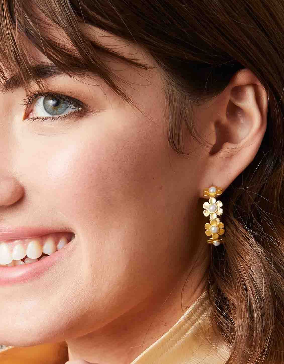 Primrose Hoop Earrings Pearl