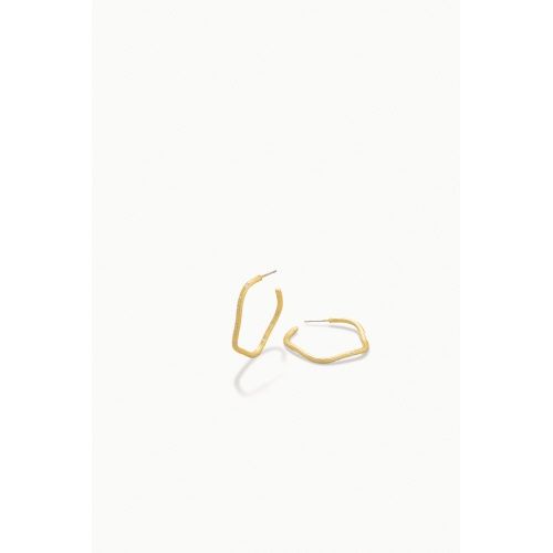 Sand Bar Wave Hoop Earrings 32mm White Opal