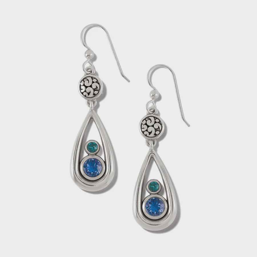 Elora Gems Teardrop French Wire Earrings Sapphire-Emerald
