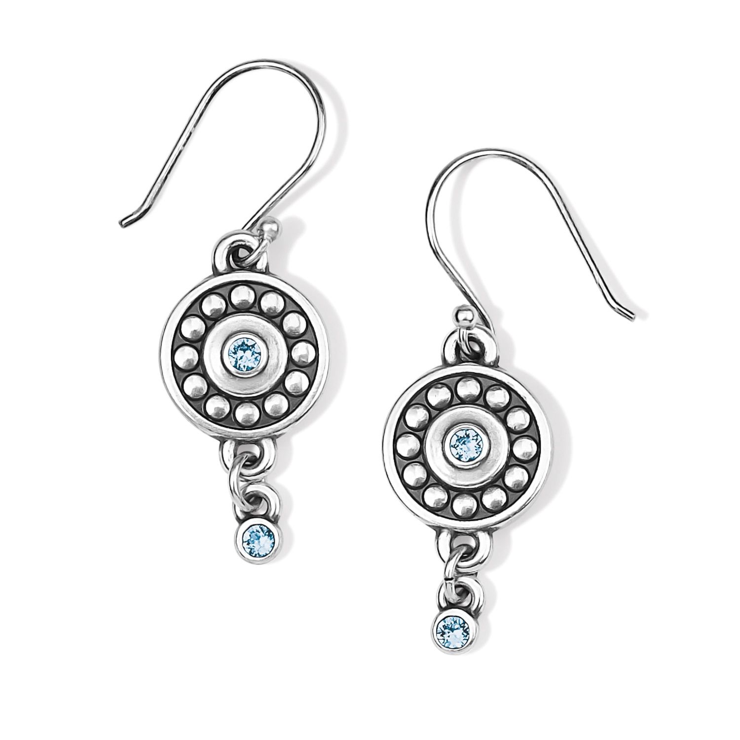 DNR-Pebble Dot Medali Reversible French Wire Earrings -  March-Aqua