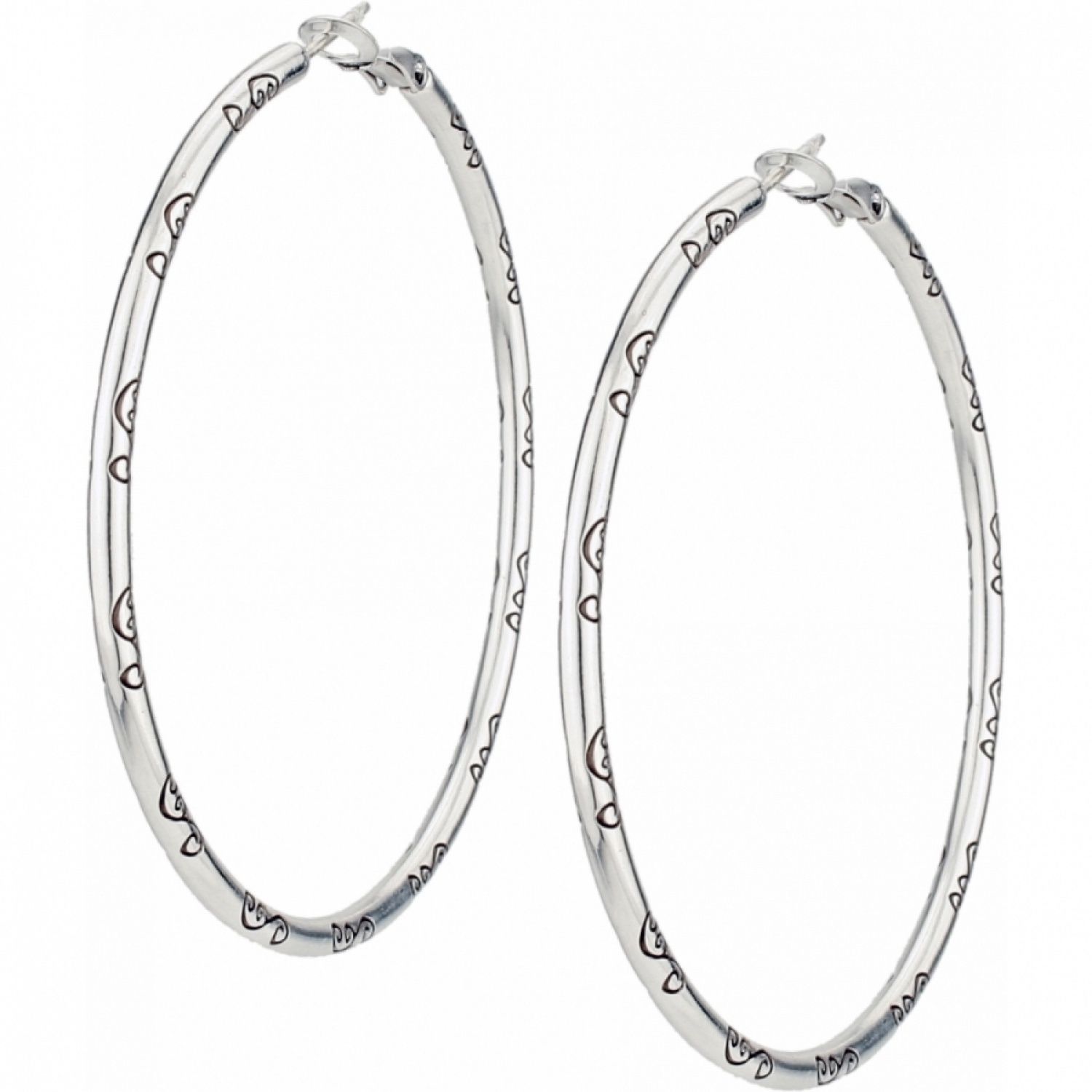 Grande Hoop Charm Earrings - Silver