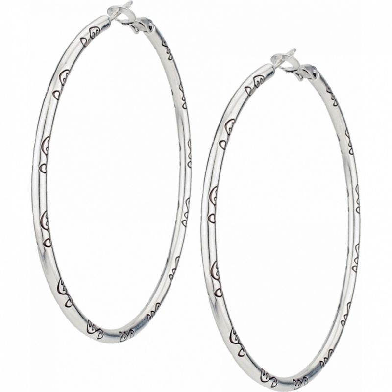 Grande Hoop Charm Earrings - Silver