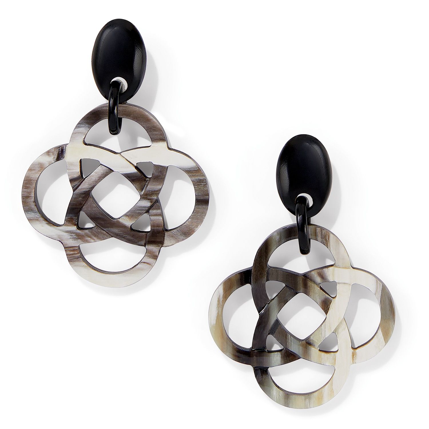 Interlok Horn Post Earrings Black