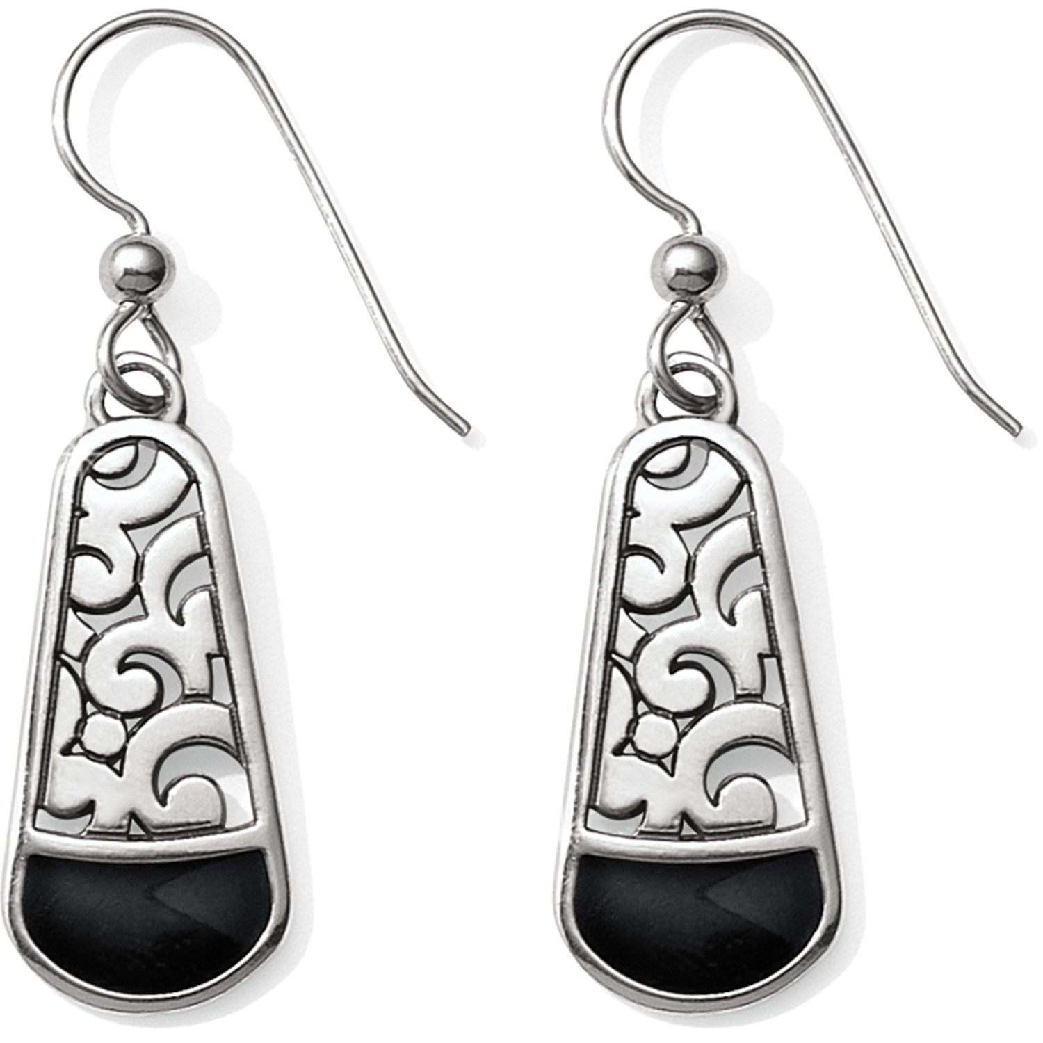 Catania French Wire Earrings - Silver Black
